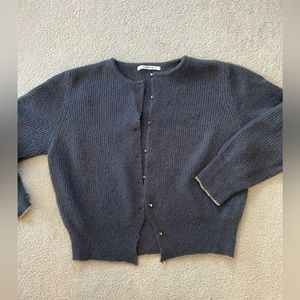 Grey/gold edge cardigan. Size M. Sibin Linnebjerg. European style.